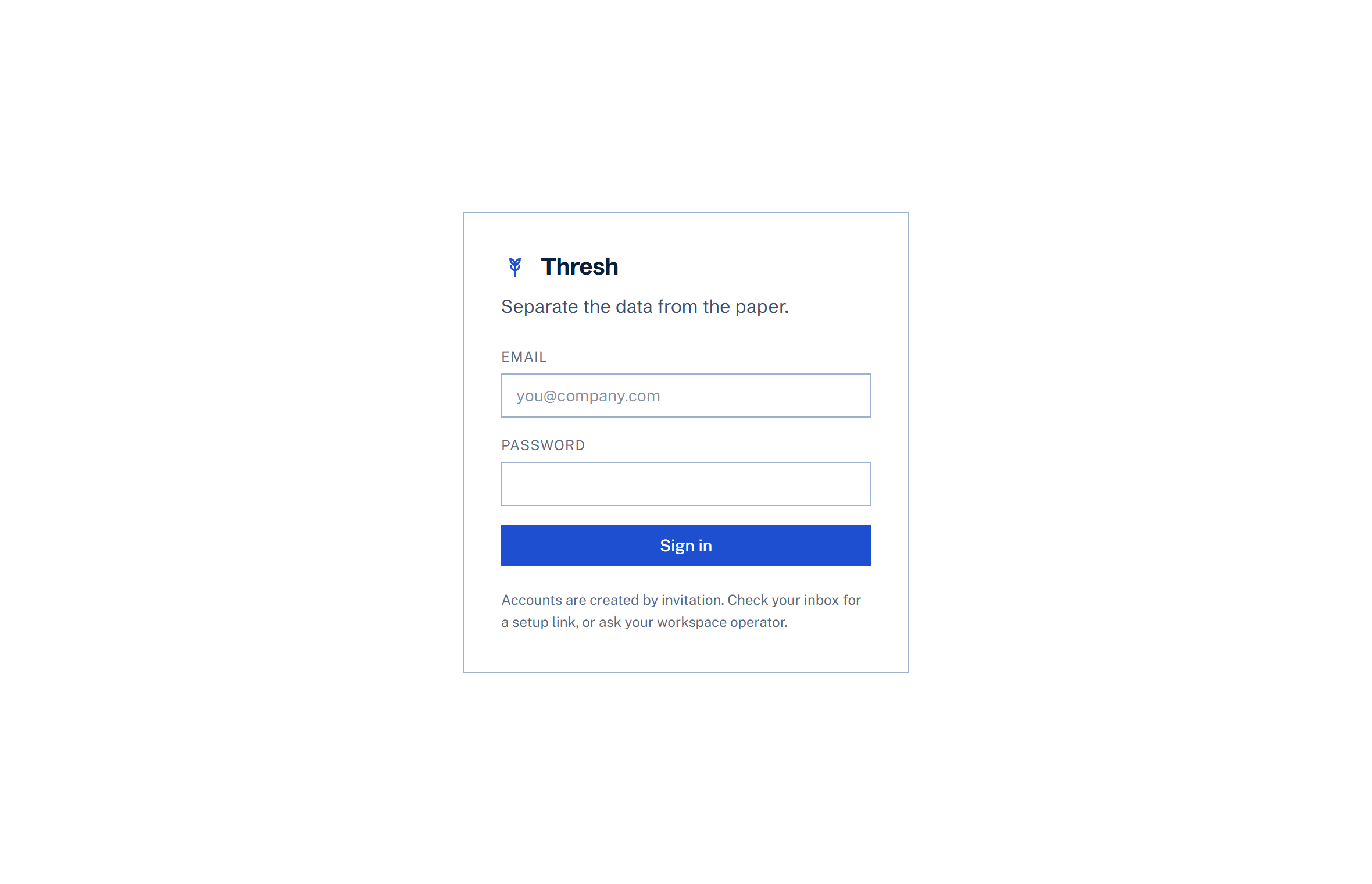 The Thresh sign-in page